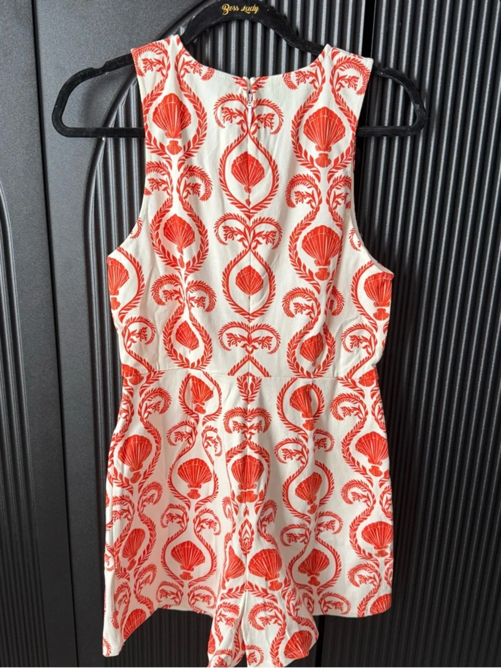 VICI White and Coral Shell-Print Sleeveless Mini Dress - Picture 11 of 14